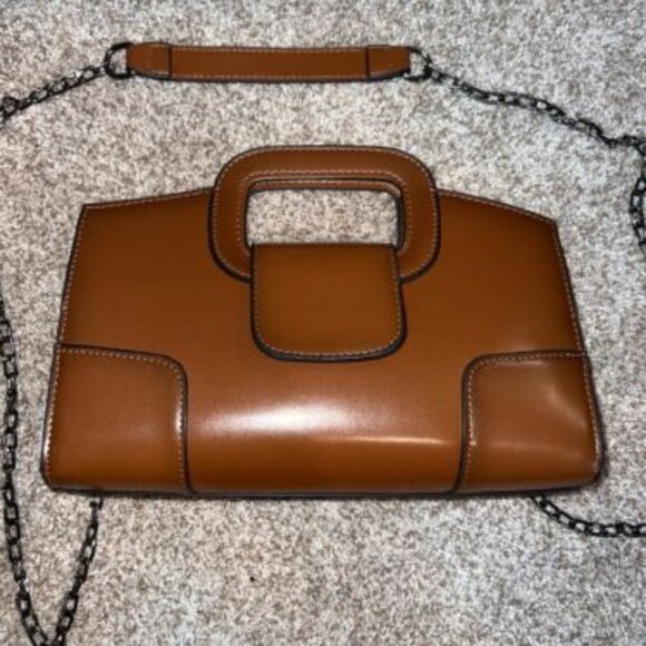 Handbag Leather Brown OKPTA1519426 OK.0973628 Women w Chain Strap EUC - Picture 1 of 11